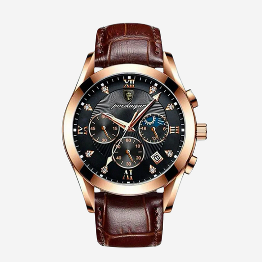 Darian | Classic Textured Leather Strap Watch | 39mm