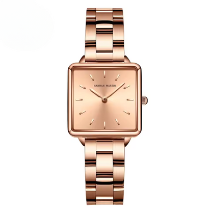 Stainless Square Rose Gold Dial Quartz Watch