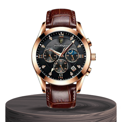 Darian | Classic Textured Leather Strap Watch | 39mm