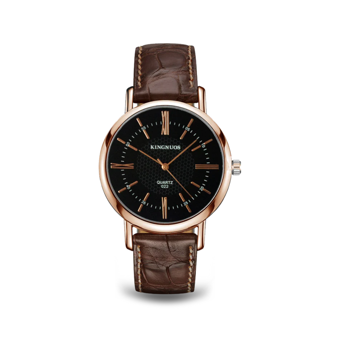 Leather Strap Quartz Wristwatch