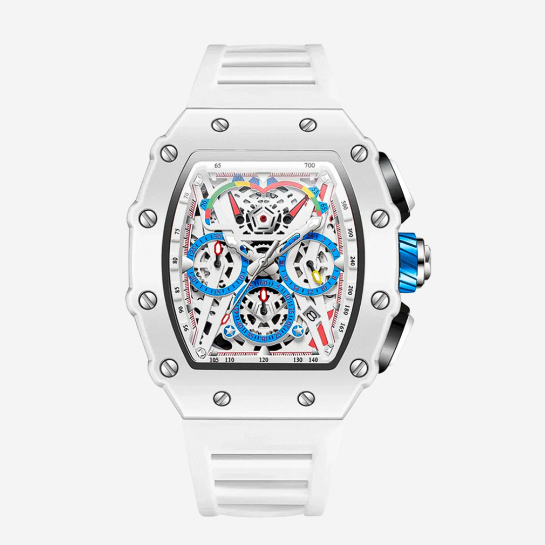 Cairo | Color-Popped Skeleton Dial Futuristic Watch | 41mm