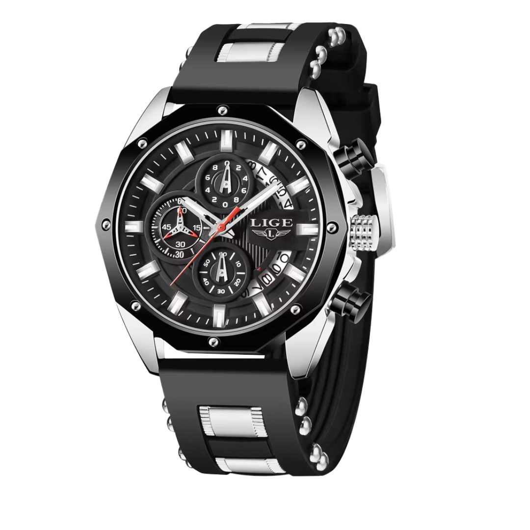 Dean | Men's Silicone Strap Sports Chronograph Quartz Watch | 35mm