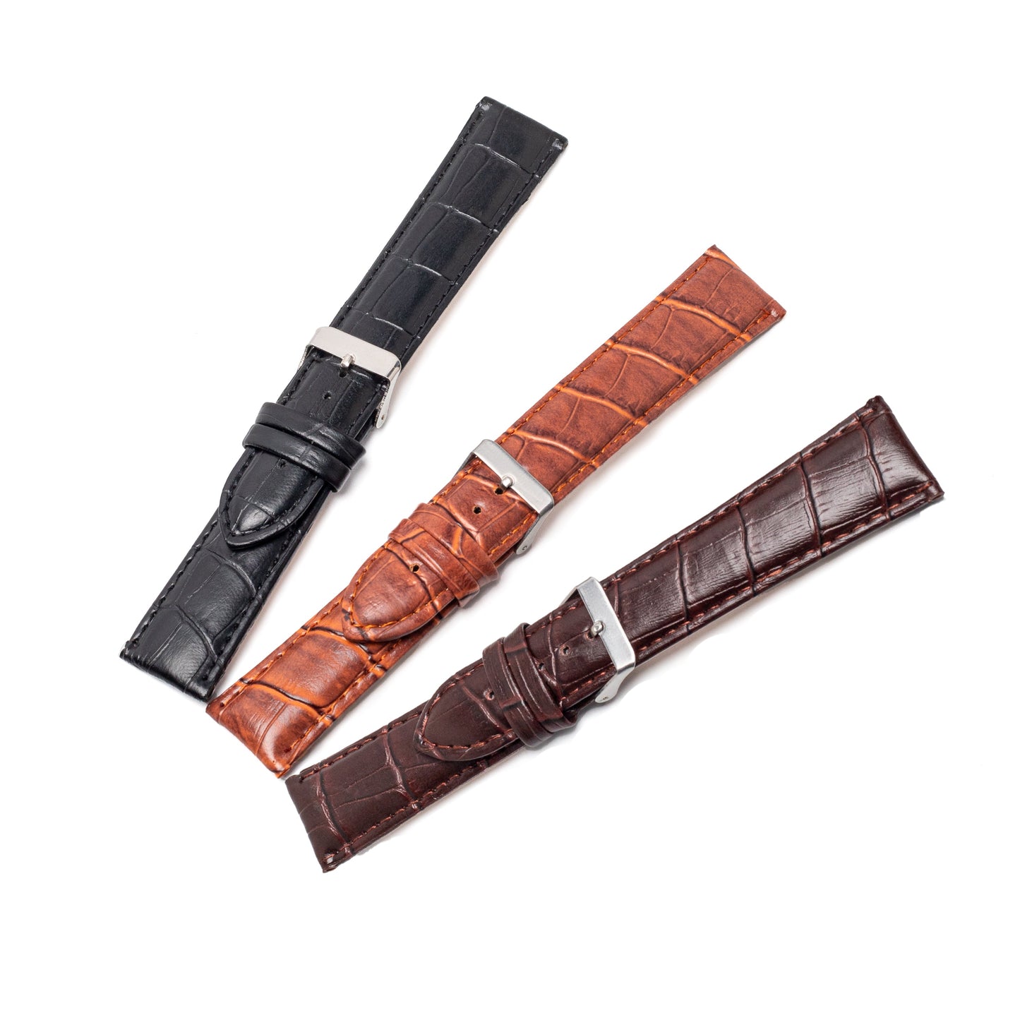 Crocodile Embossed Durable Leather Watch Band