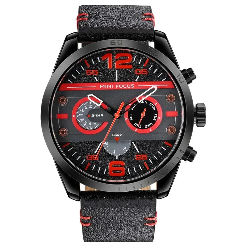 Luxury Leather Band Quartz Chronograph Sports Watch