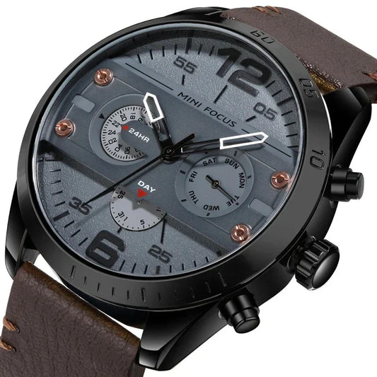 Luxury Leather Band Quartz Chronograph Sports Watch