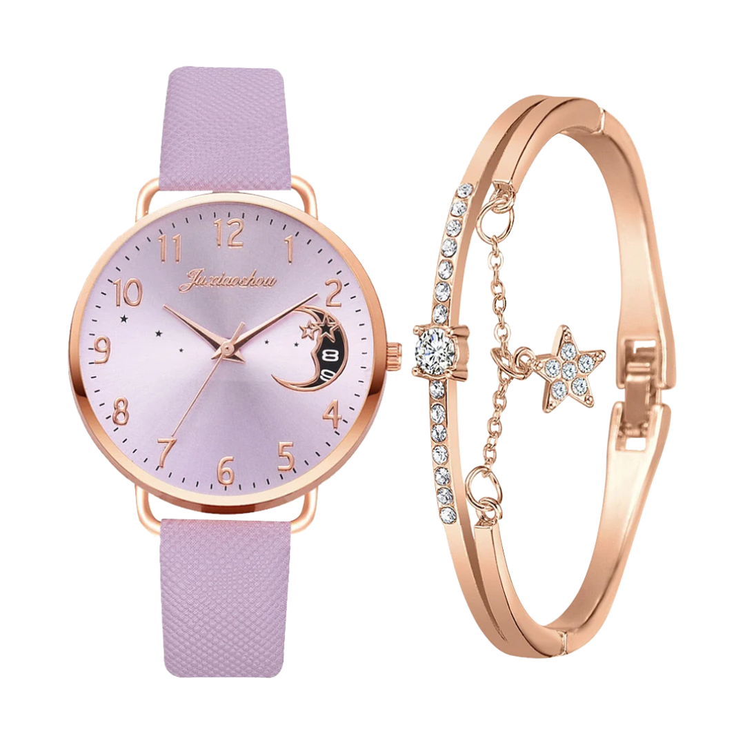 Sierra | Moon Number Dial Watch and Bracelets Set | 36mm