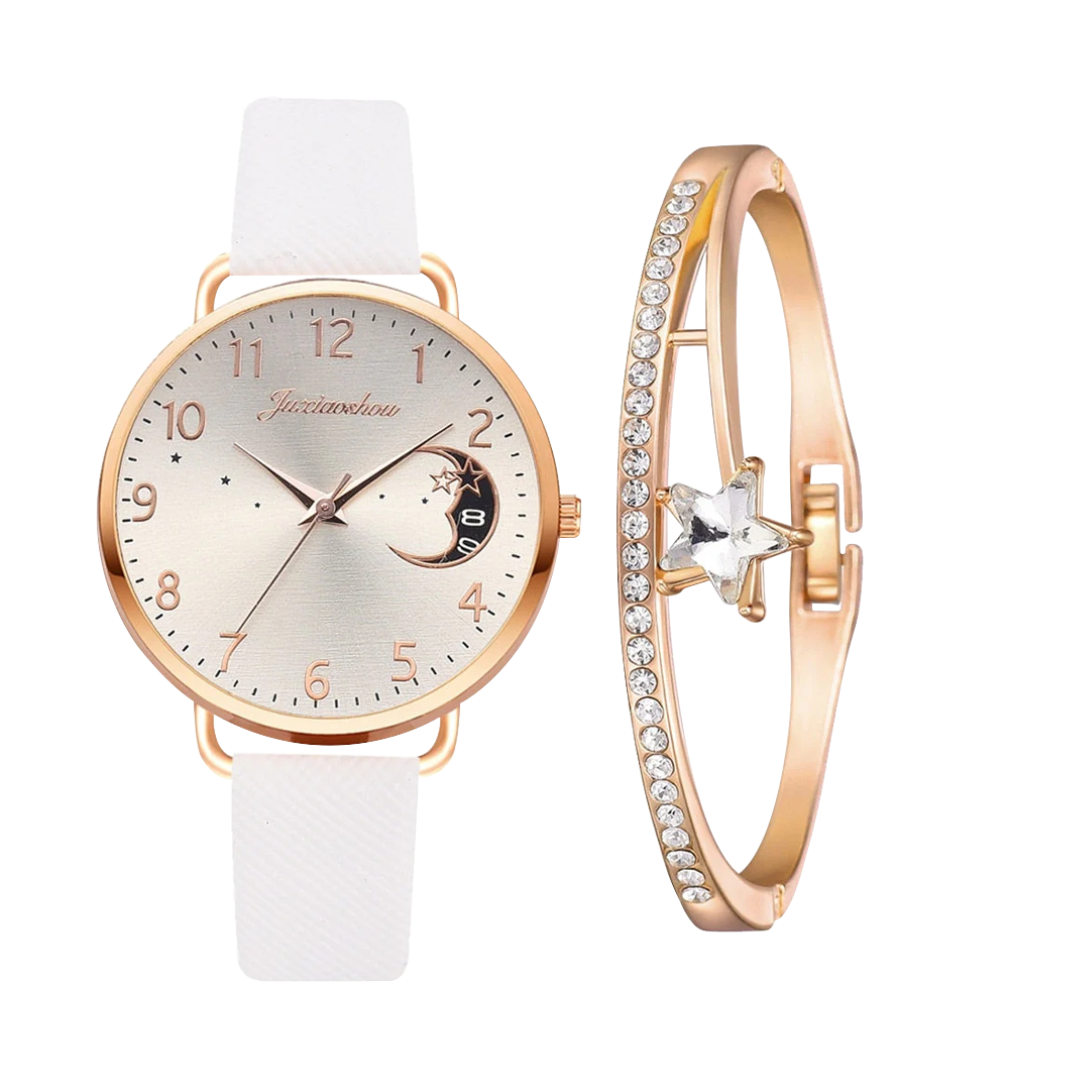 Sierra | Moon Number Dial Watch and Bracelets Set | 36mm