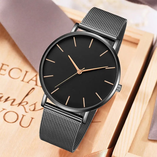 Minimalist Stainless Steel Mesh Quartz Watch